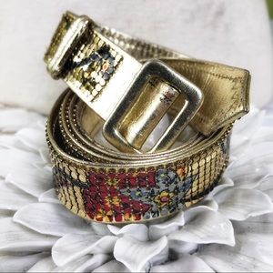 Whiting & Davis belt vintage metal mesh gold OS